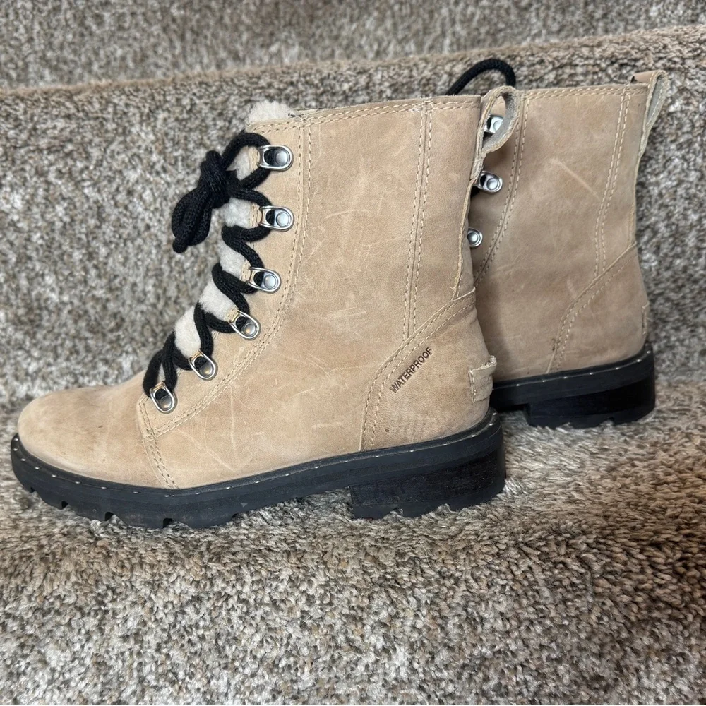 SOREL Woman’s Lennox‎ Shearling Boots Tan Size 6 Waterproof